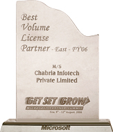 Microsoft Partner Summit 2006 Best Volume Licence Partner FY 2006 (East)