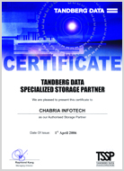 Tanberg Data Certified Authorised Storage Partner 2006